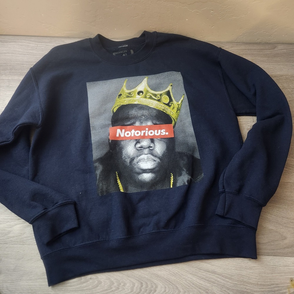 Brooklyn Mint Notorious BIG Blue Sweatshirt Size M Graphic Biggie Smalls Rap‎